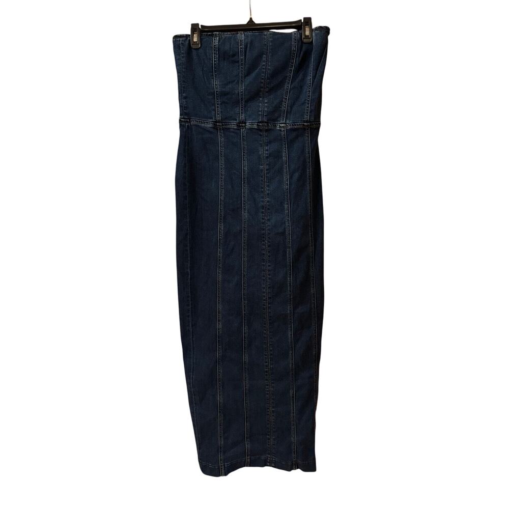 Reformation Anais Strapless DenimMidi Dress in Griffin Size 8 NWOT - Picture 3 of 9